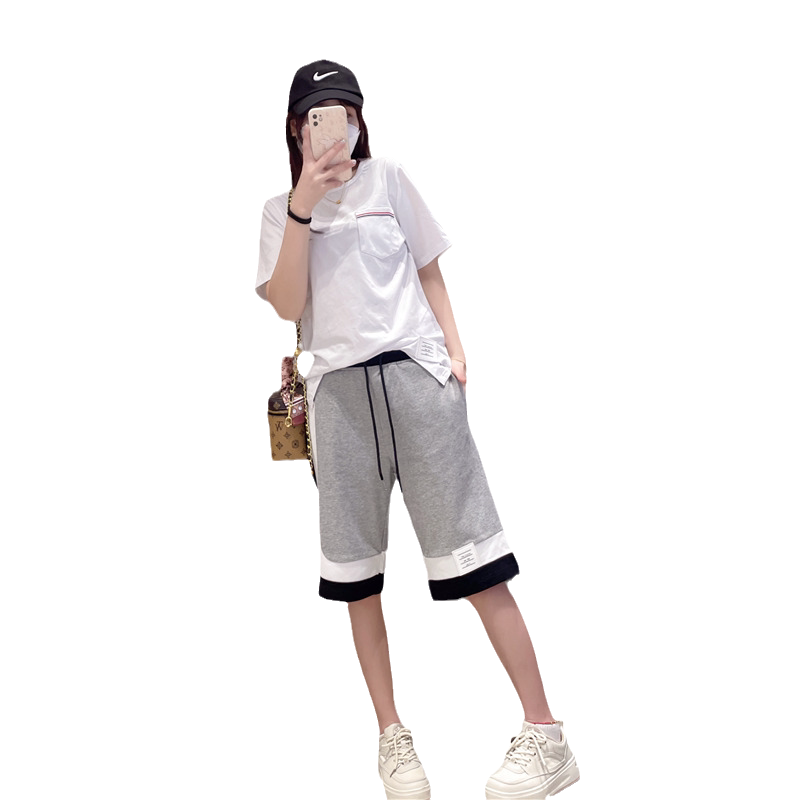 休闲套装女夏短袖中裤运动两件套