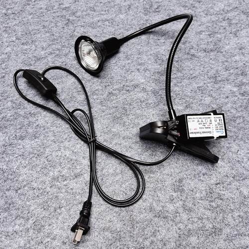 12V50W卤素灯模拟太阳光实验室照明灯具可调亮度万向软管式夹子灯