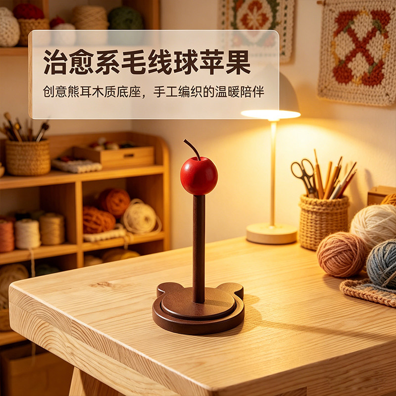 简约木质毛线收纳架桌面旋转线轴支架大容量多线材通用创意绕线器图片
