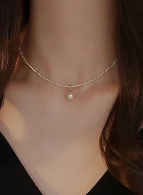 强光施家baby小米珍珠项链女网红新潮爆款轻奢小众锁骨链高级颈链