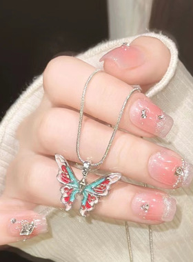 幻彩蝴蝶项链国风梦幻仙境浮蝴蝶锁骨链女ins小众高级感新中式