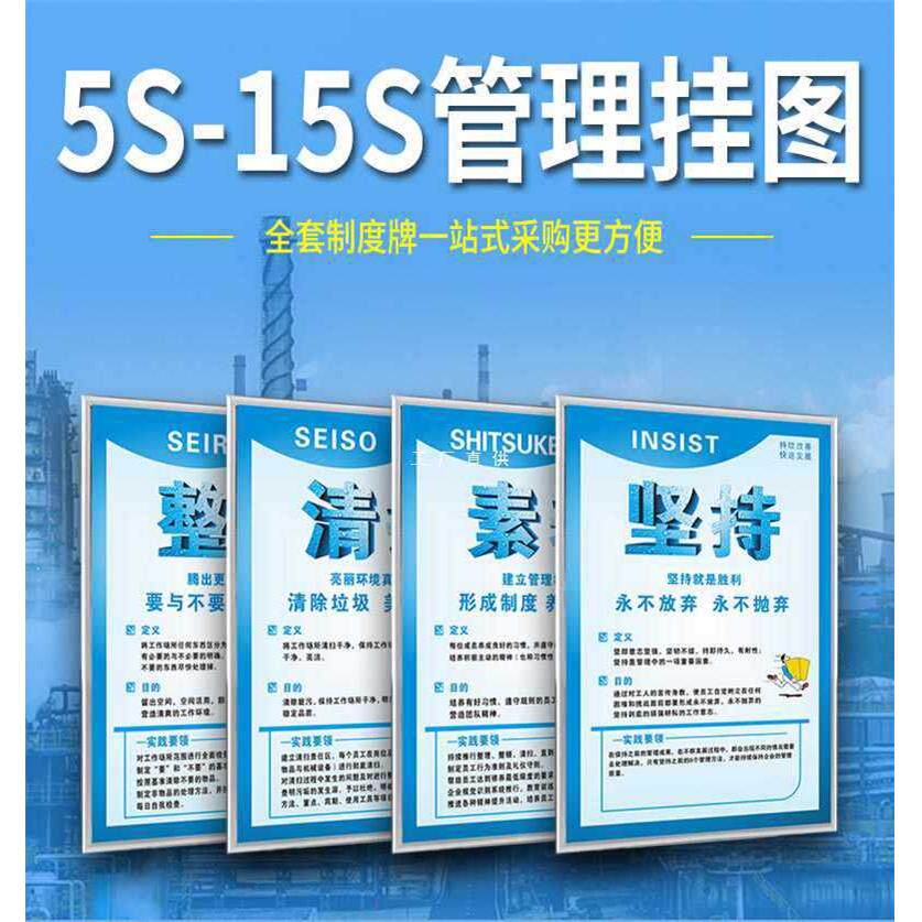 5s6s制度牌宣传海报 工厂车间管理制度标识牌 15s全套制度牌