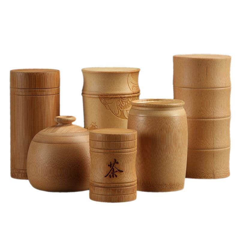 1VPK便携竹茶叶罐 密封竹筒小号储茶叶盒竹木醒茶叶桶大号包装竹