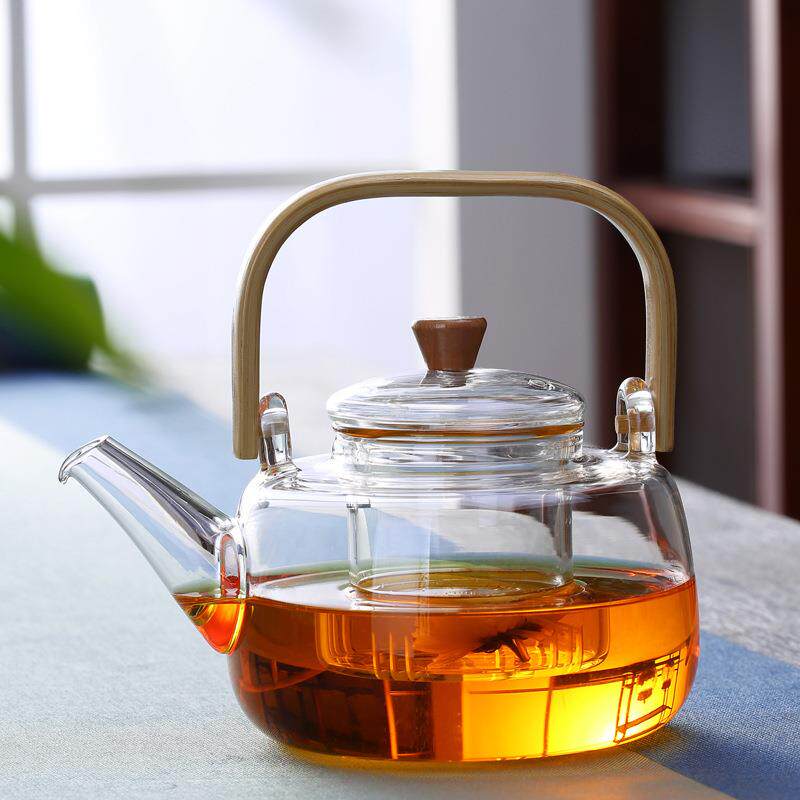 耐热玻璃竹把过滤茶壶耐高温加热电陶炉烧水壶提梁壶煮茶泡茶壶