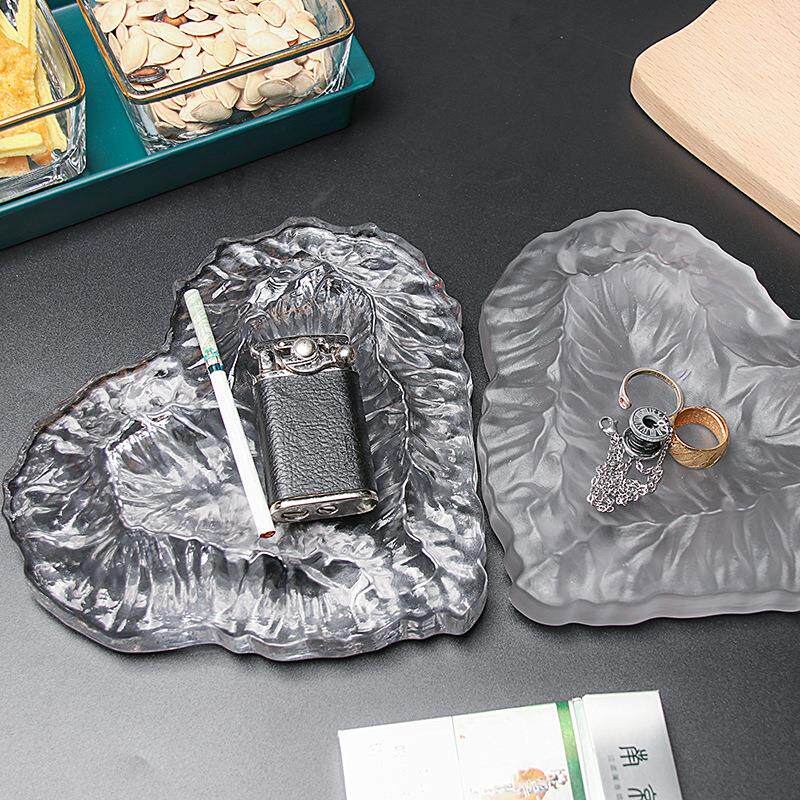 创意冰雪火山时尚水晶玻璃烟灰缸爱心礼品磨砂收纳碟客厅个性烟蝶