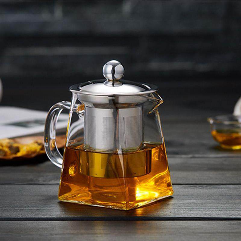 高硼硅玻璃茶壶小方形不锈钢茶漏花茶壶电陶炉四方茶壶家用泡茶壶
