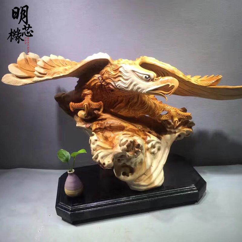 崖柏陈化双色料摆件 手工雕刻大展宏图崖柏工艺 商务家居木质摆件