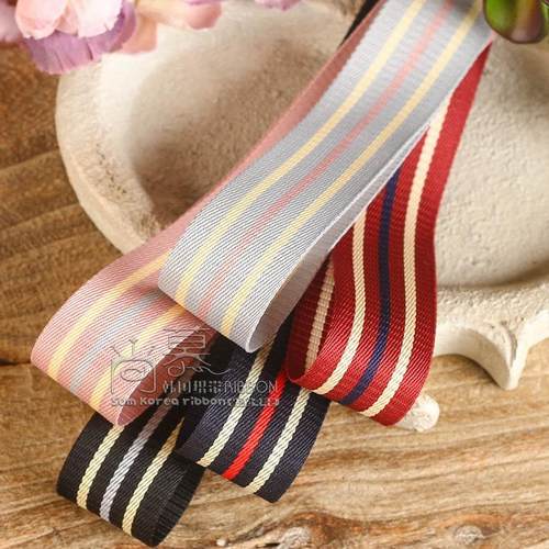 韩国织带 diy蝴蝶结发饰服饰礼帽礼盒花束包装辅料高弹间色条纹带