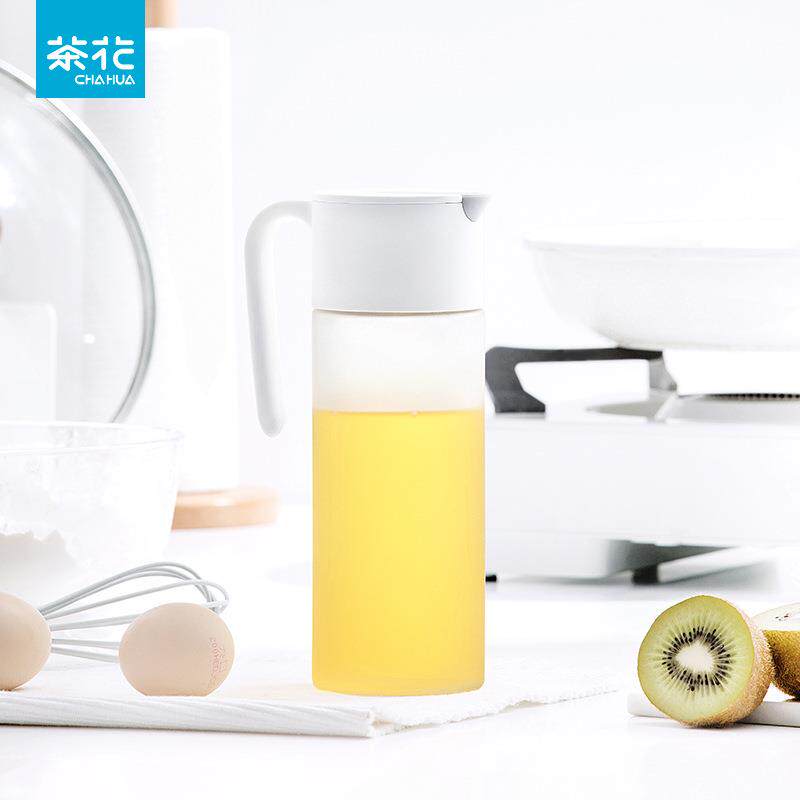 茶花自动开合玻璃油壶重力油瓶酱油瓶厨房防漏油罐调味瓶酱油醋瓶