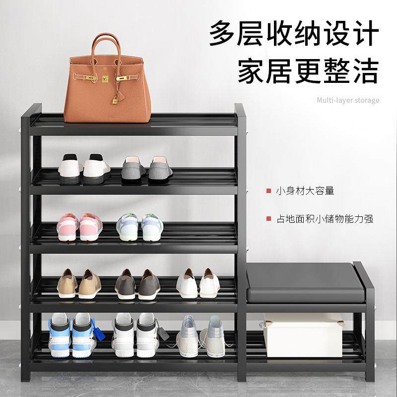 不锈钢简易鞋架2021新款家用室内好看门口可坐换鞋凳客厅收纳鞋柜