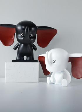 简约现代大耳朵小飞象创意可爱雕塑摆件样板间儿童房客厅家居饰品