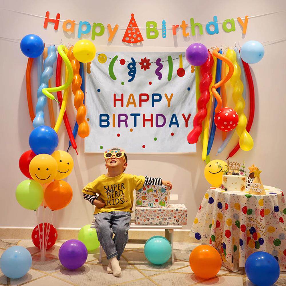 小红书生日派对气球装饰背景墙ins风宝宝周岁儿童男女孩场景布置