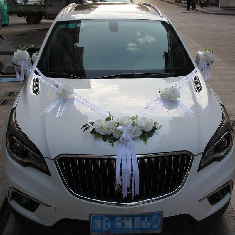 新款婚庆结婚用品婚车装饰套装车头拉花主婚车仿真花车布置装饰