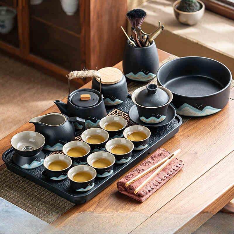 黑陶功夫茶具套装家用陶瓷茶具茶盘一整套茶壶茶杯高档礼盒送礼定