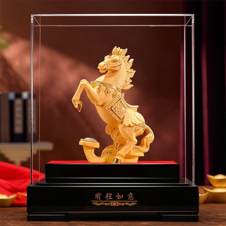 绒沙金生肖马前程如意摆件十二生肖店铺开业店保险公司年会销礼品