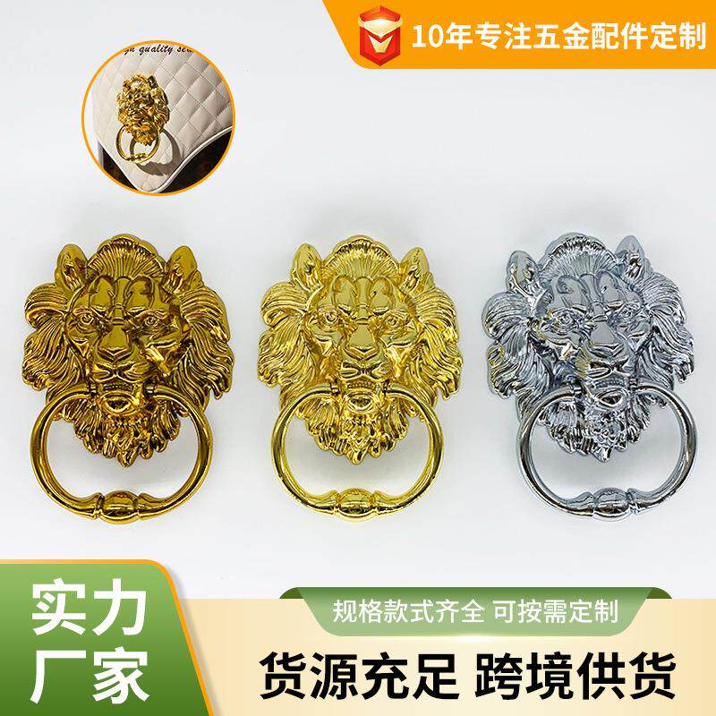 狮子头大拉环新中式仿古银色锌合金大门拉手虎头门拉环木门把手