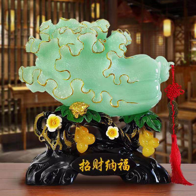 招财纳福金边玉白菜开业摆件家居客厅玄关桌酒柜装饰工艺礼品