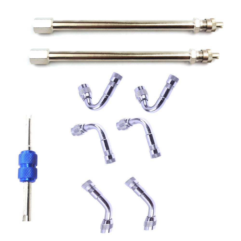 汽车轮胎充气黄铜延长杆 金属打气加长杆 独轮车轮胎充气杆9件套