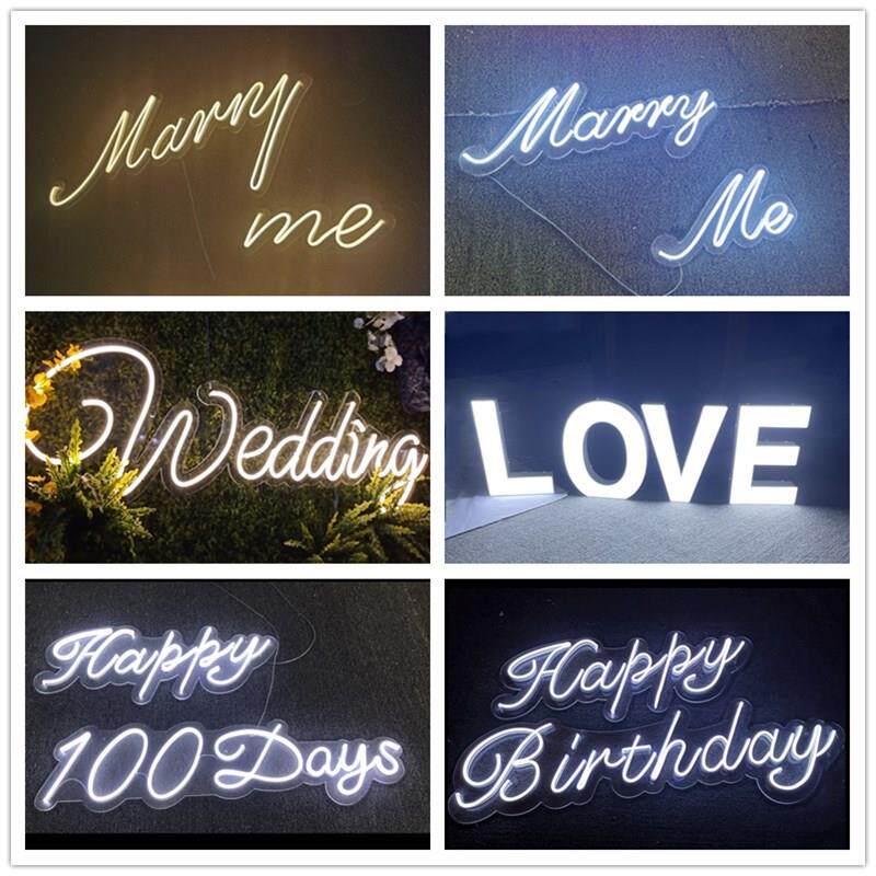 led霓虹灯英文灯牌marryme求婚婚礼头像生日字母灯发光字广告招牌