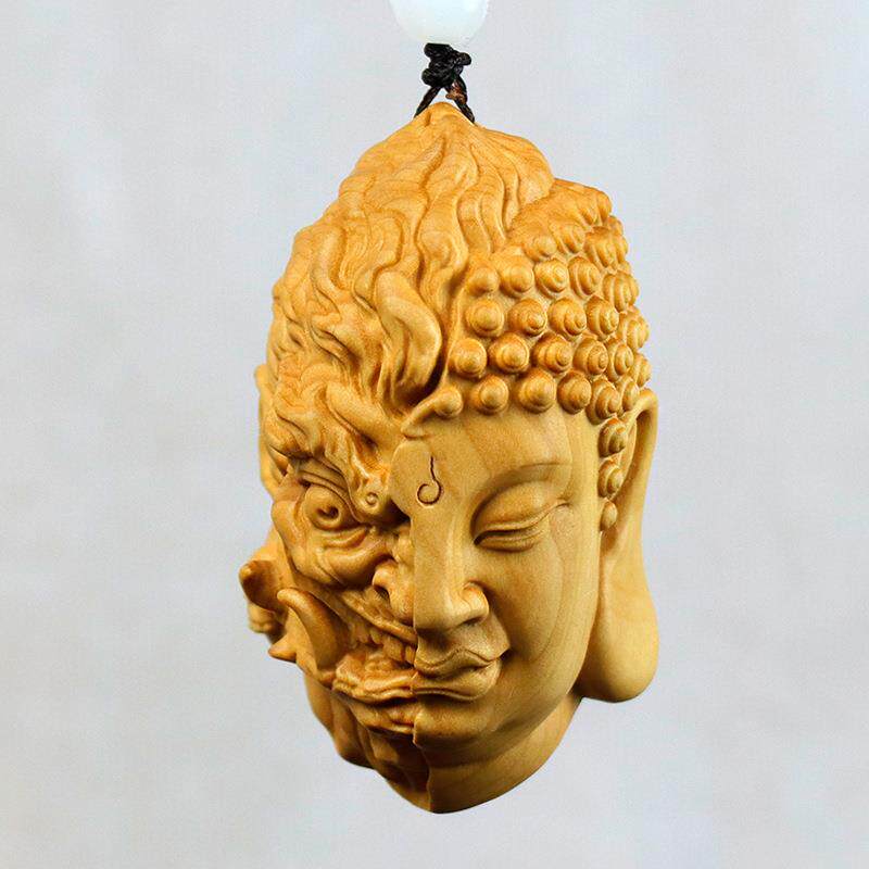 黄杨木雕佛魔一念之间把玩件手把件男士文玩随身人物中式汽车挂件