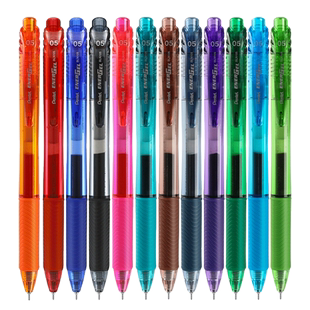 官方旗舰店 日本Pentel派通彩色中性笔速干按动BLN105倍速笔黑蓝红0.5针管专用energel笔芯学生考试