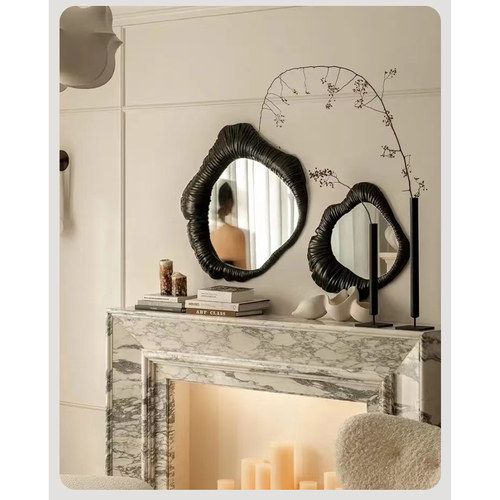 法式浴室镜不规则壁炉装饰镜酒店民宿中古艺术异形洗漱镜子化妆镜