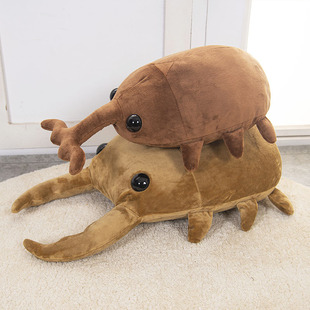 独角仙毛绒抱枕锹形虫玩具锹甲公仔昆虫玩偶搞怪摆件沙发床上娃娃