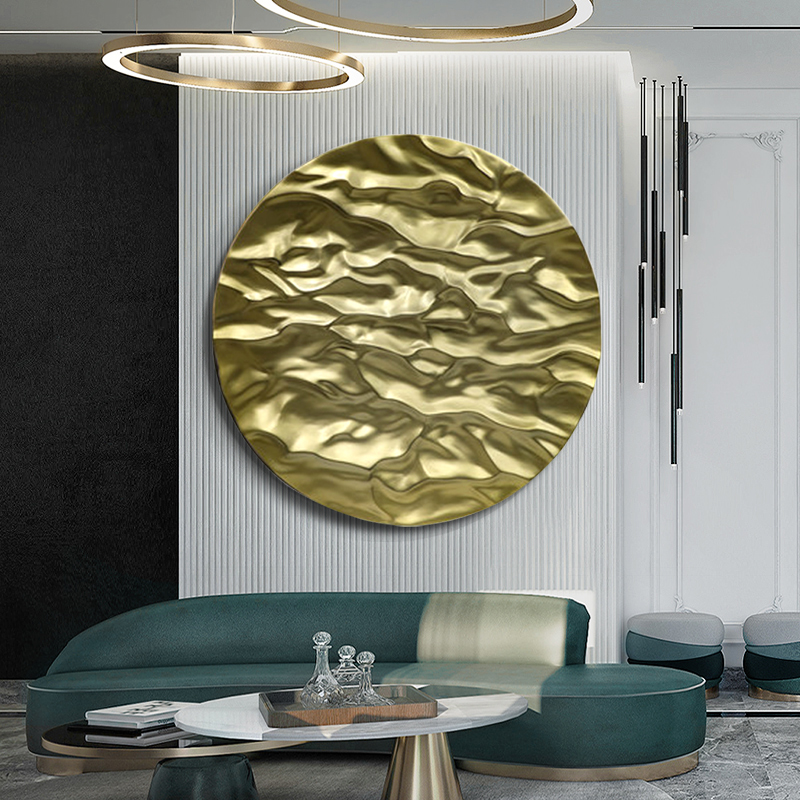 墙壁挂饰酒店墙面装饰样板房实物圆形装饰画玄关过道轻奢创意壁饰图片