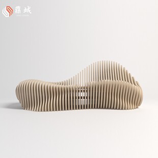 户外景观艺术芒果造型休闲椅公共区等候长椅切片异形实木座椅定制