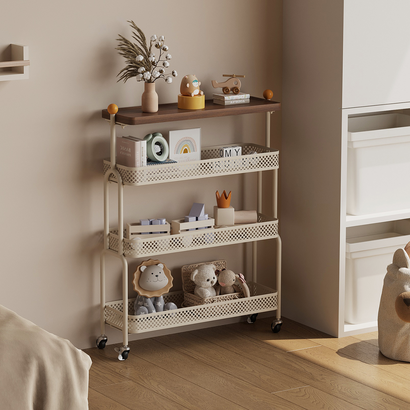 耶特可移动儿童卧室置物架不占地