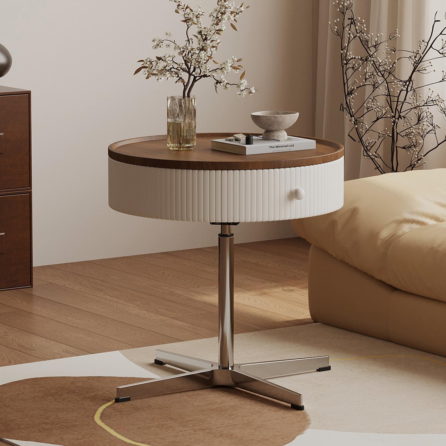 耶特可旋转升降储物茶几边柜