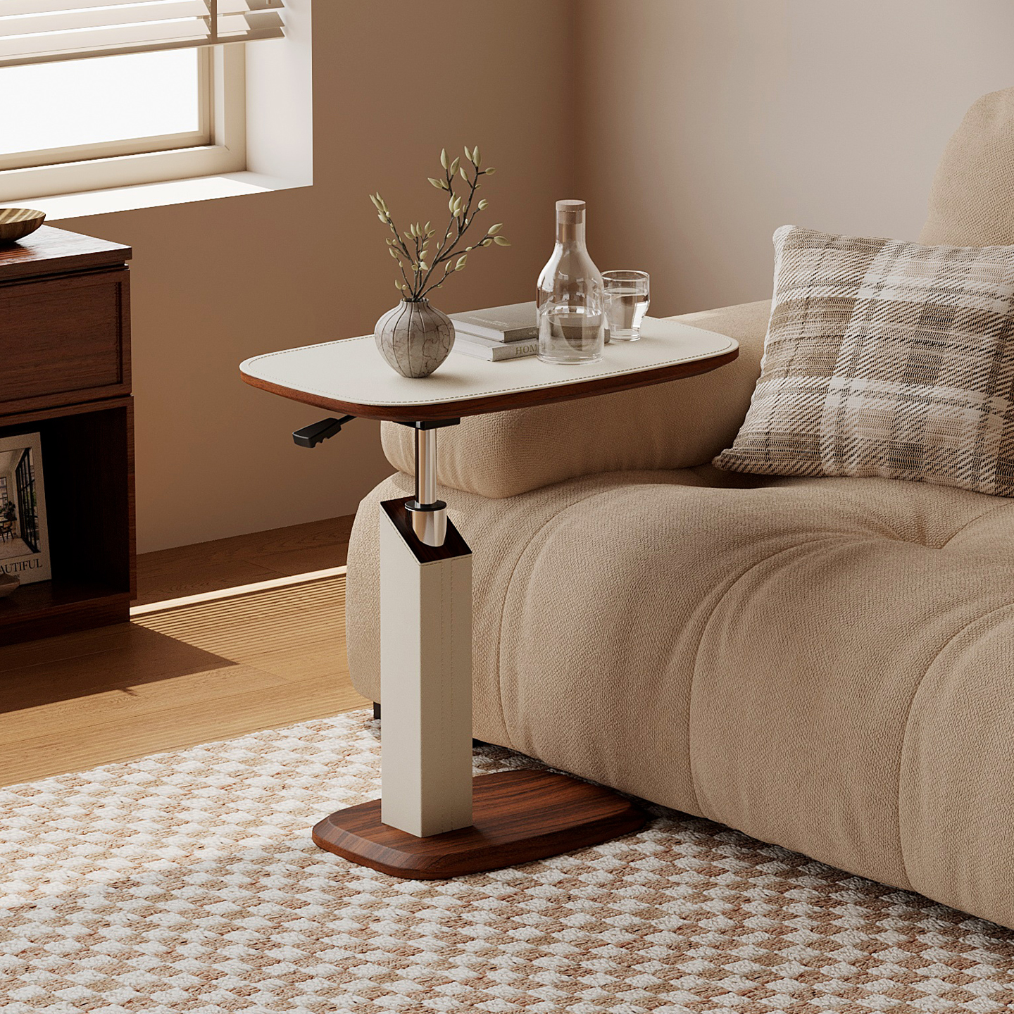 耶特可移动升降沙发边几推车