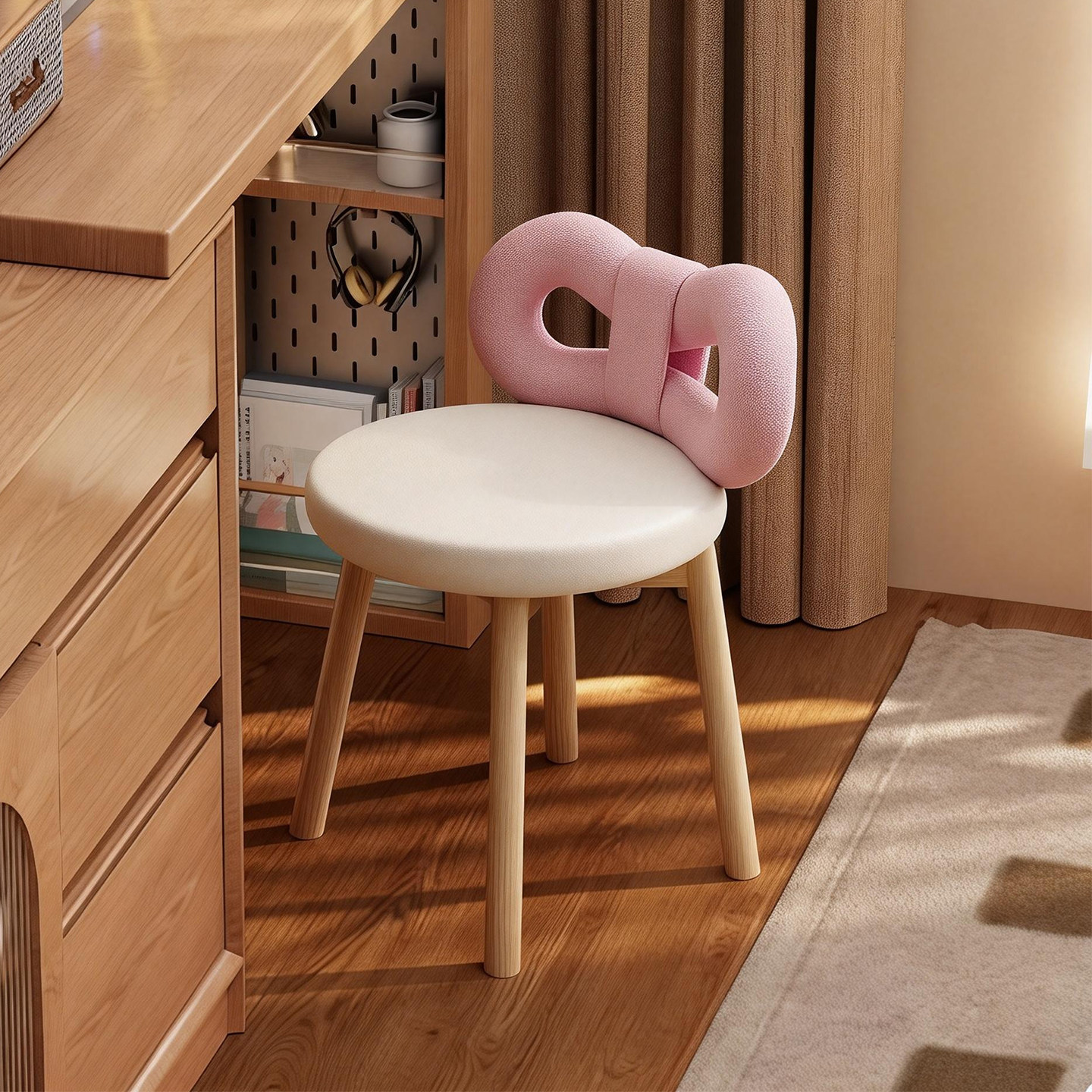 原木风创意化妆椅新款实木旋转化妆凳房间榉木梳妆椅子简约梳妆凳,住宅家具,梳妆凳,淘宝优惠券,粉丝福利购,淘宝优惠卷