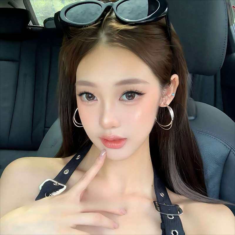 银色双层圈圈耳环女轻奢高级感大