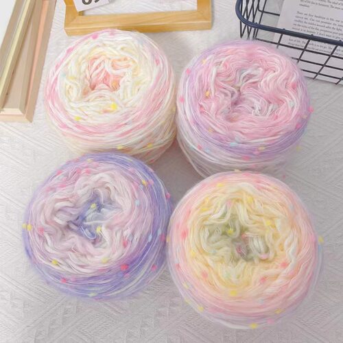 手工DIY渐变彩虹毛线围巾编织包