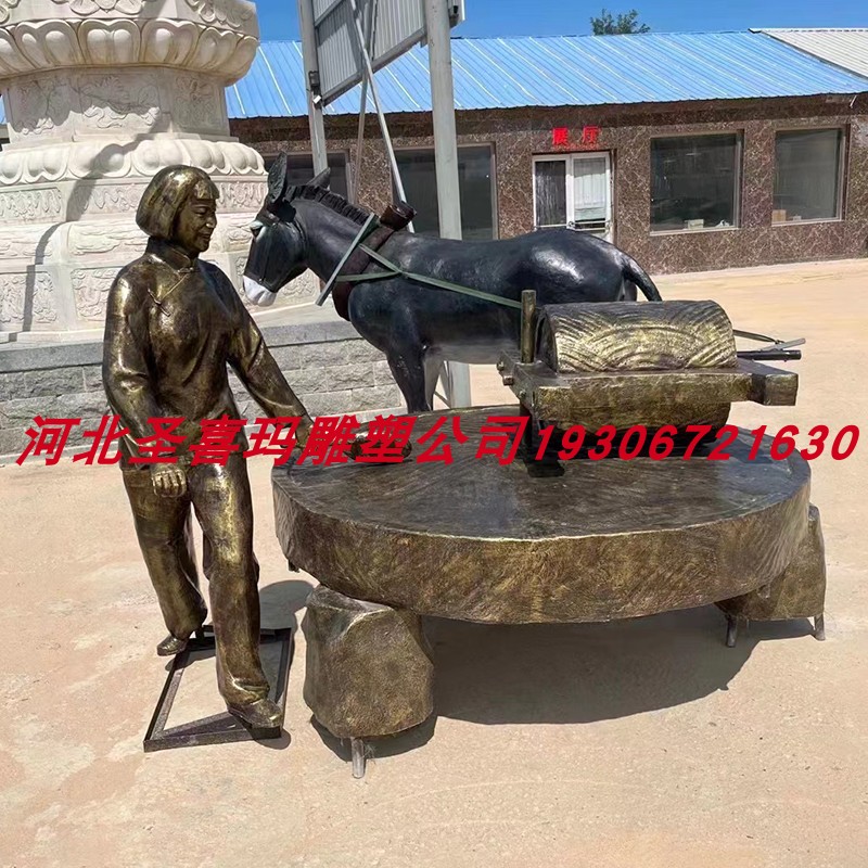厂家定制铸铜雕塑民俗人物拉面包车雕像大型户外园林景观摆件装饰