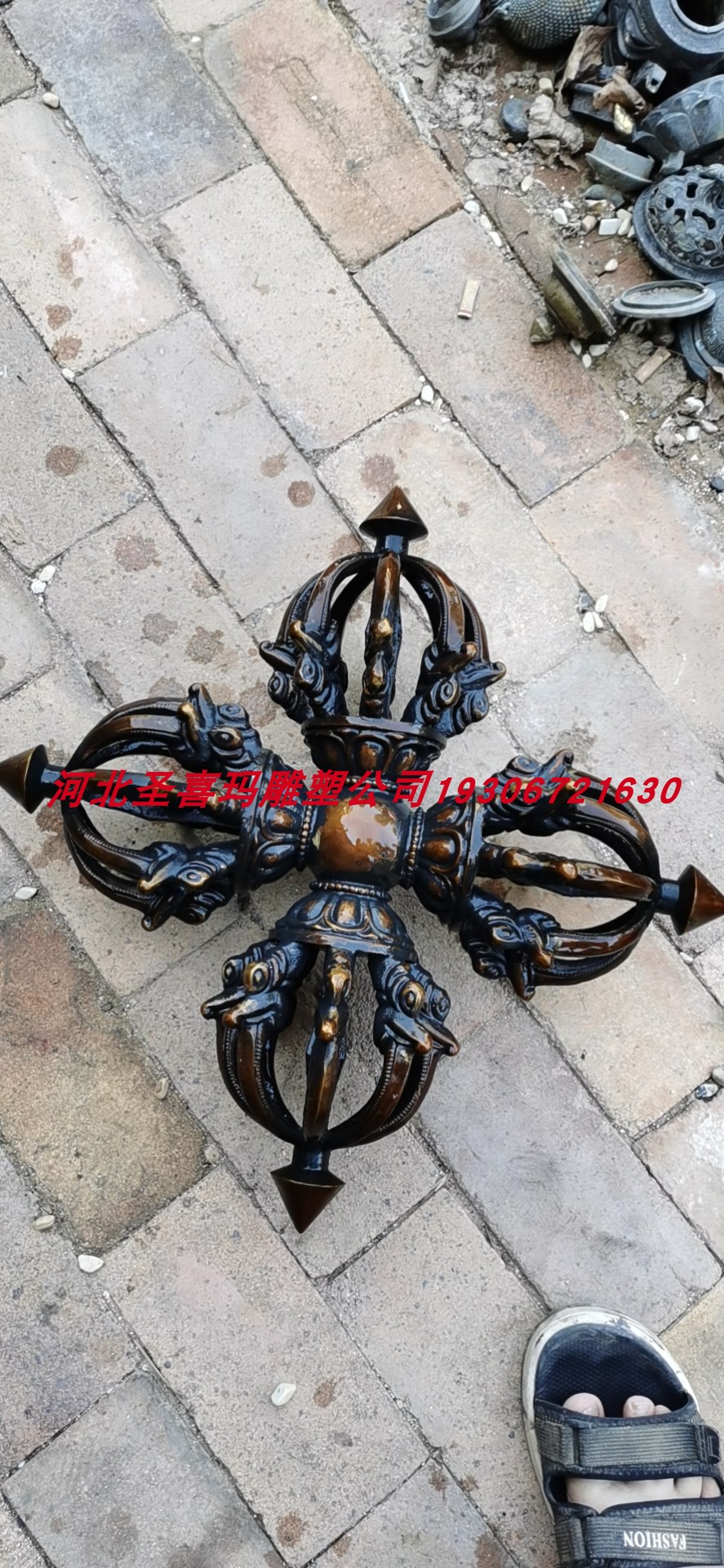 纯手工定制铸铜小号十字金刚杵纯铜金刚厥铸铜降魔杵影视道具