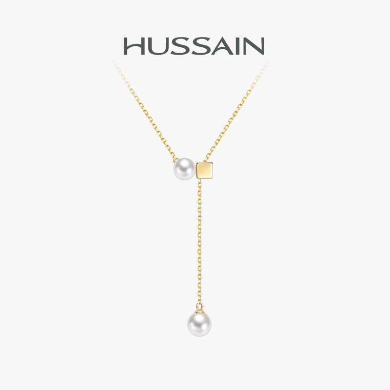 赫生HUSSAIN元型淡水珍珠项链轻奢小众锁骨链925银原创设计颈链女图片