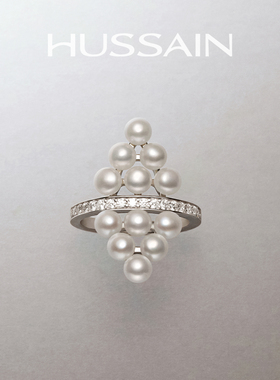 赫生HUSSAIN镜衡几何菱形天然淡水珍珠戒指轻奢高级感小众设计女