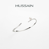 赫生HUSSAIN流绪925银珍珠手镯原创设计极简流线轻奢高级手链女款