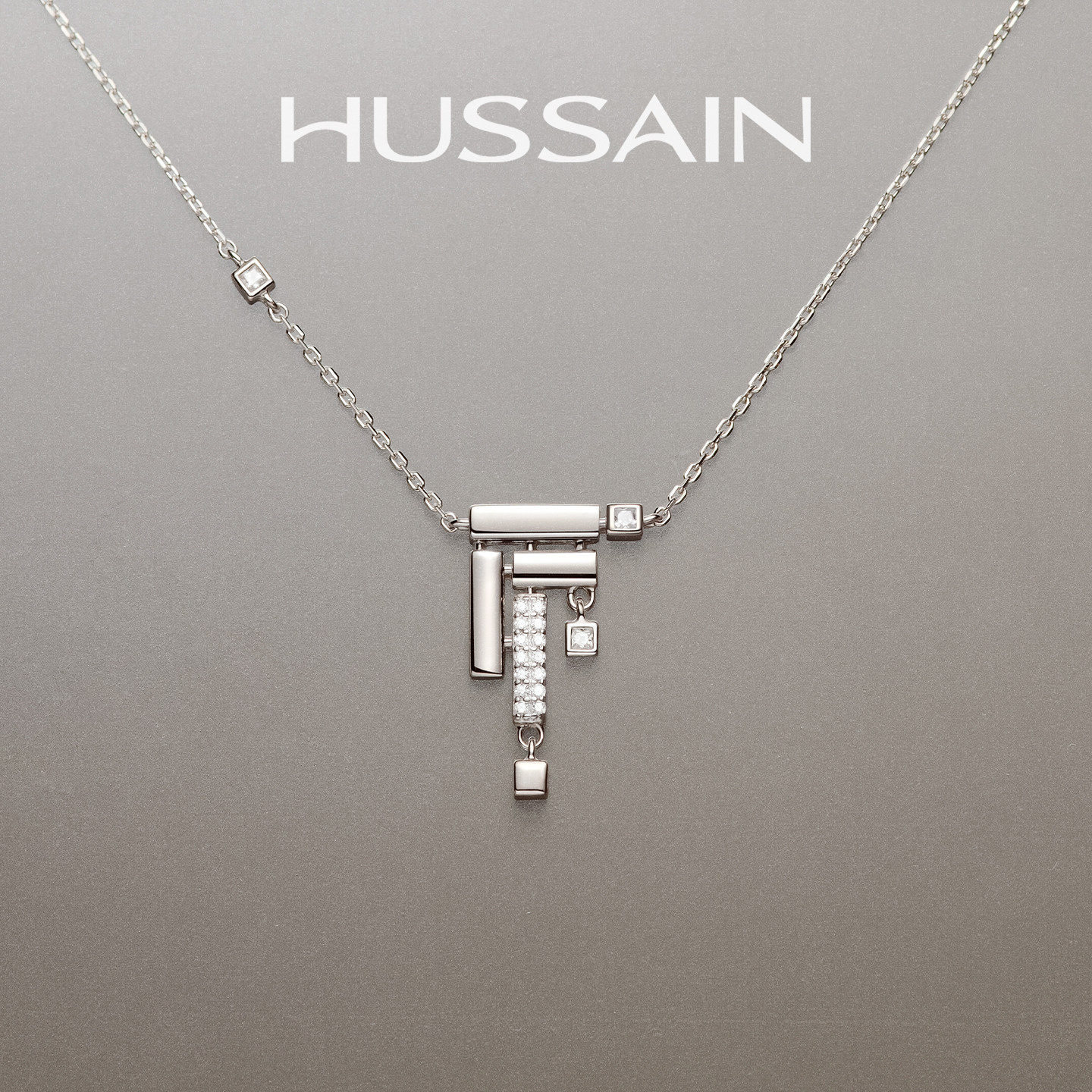 赫生锆石银镀金锁骨链女原创设计