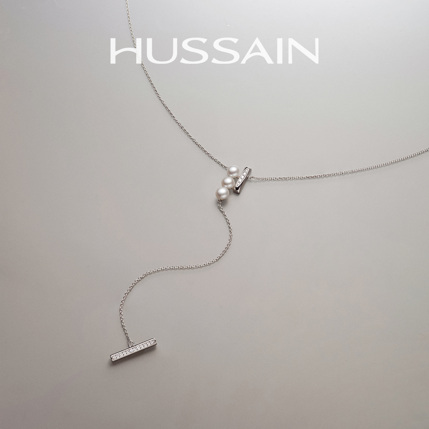 HUSSAIN平移长款珍珠项链