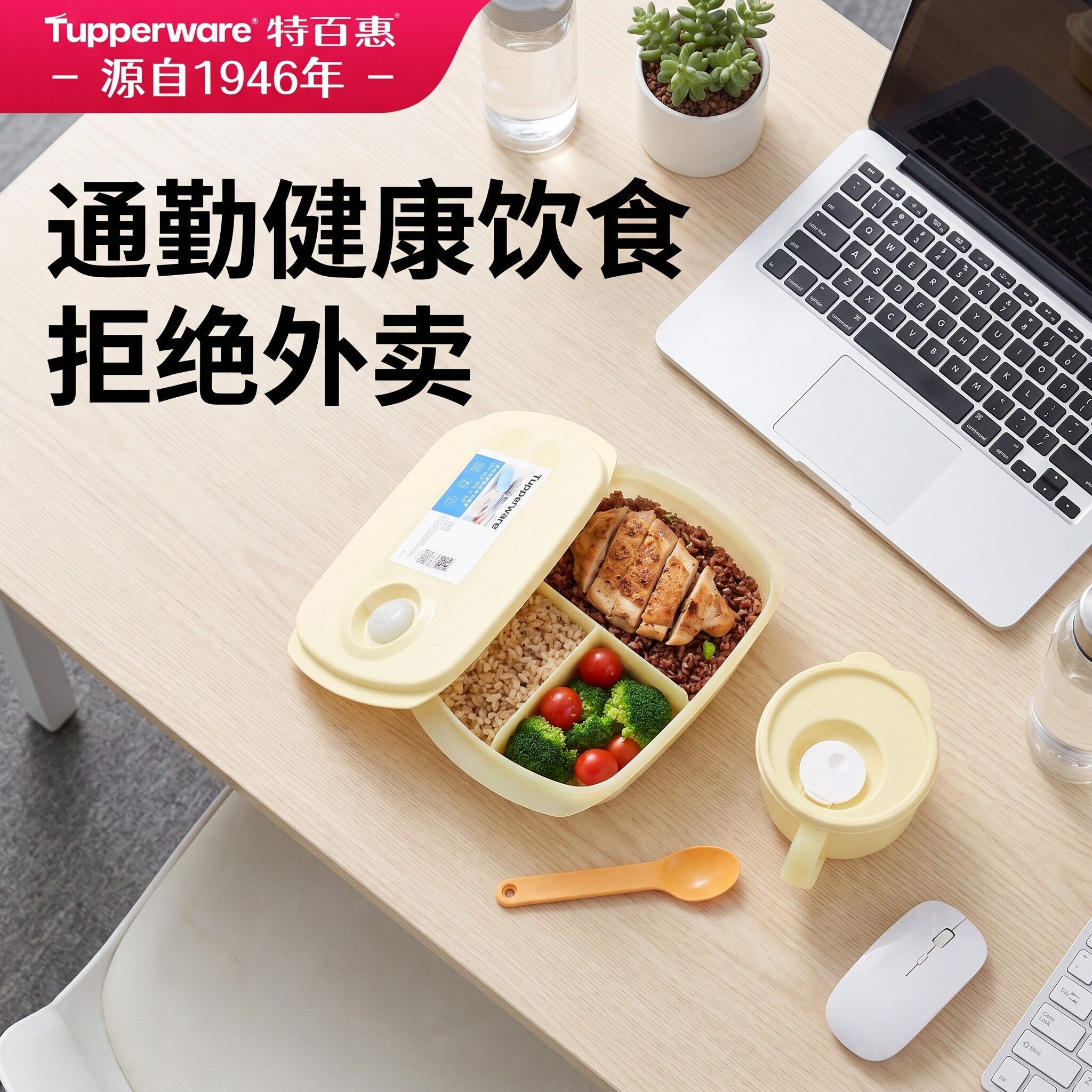 特百惠思丽康1L饭盒汤碗460ml套装分格餐盒上班族带饭可微波加热
