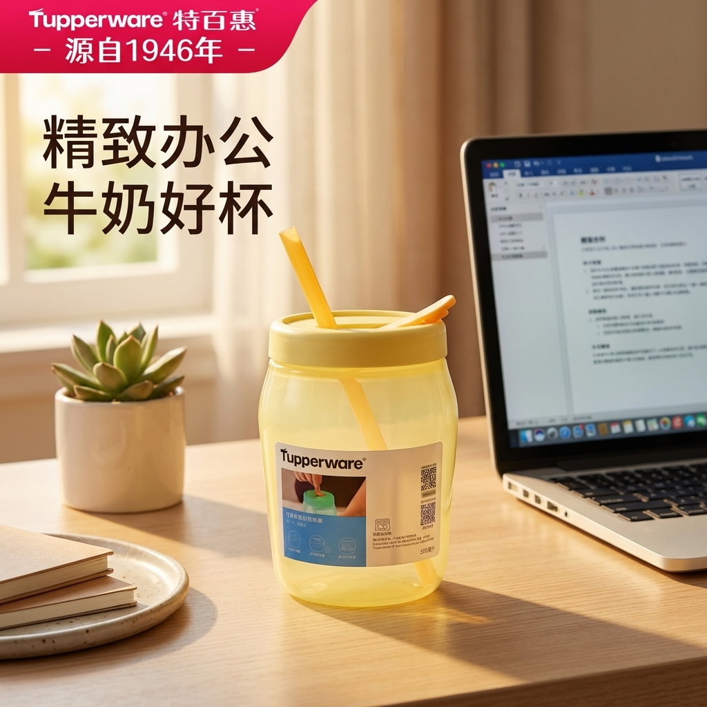 特百惠吸吸罐550ml水杯耐高温豆浆杯外带上班族专用杯子牛奶杯夏