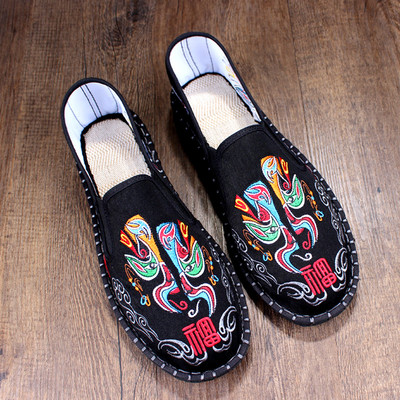 2025年新款色鬼脸谱刺绣布鞋男老北京夏季软底透气单鞋青年工作鞋