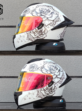 LVS摩托车头盔男女双镜片全盔机车跑车蓝牙槽新国标3C认证DOT认证