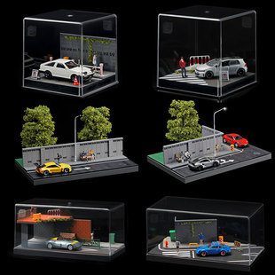 收藏家1:64微缩场景模型车模展示道具摆件沙盘城市小比例造景人偶