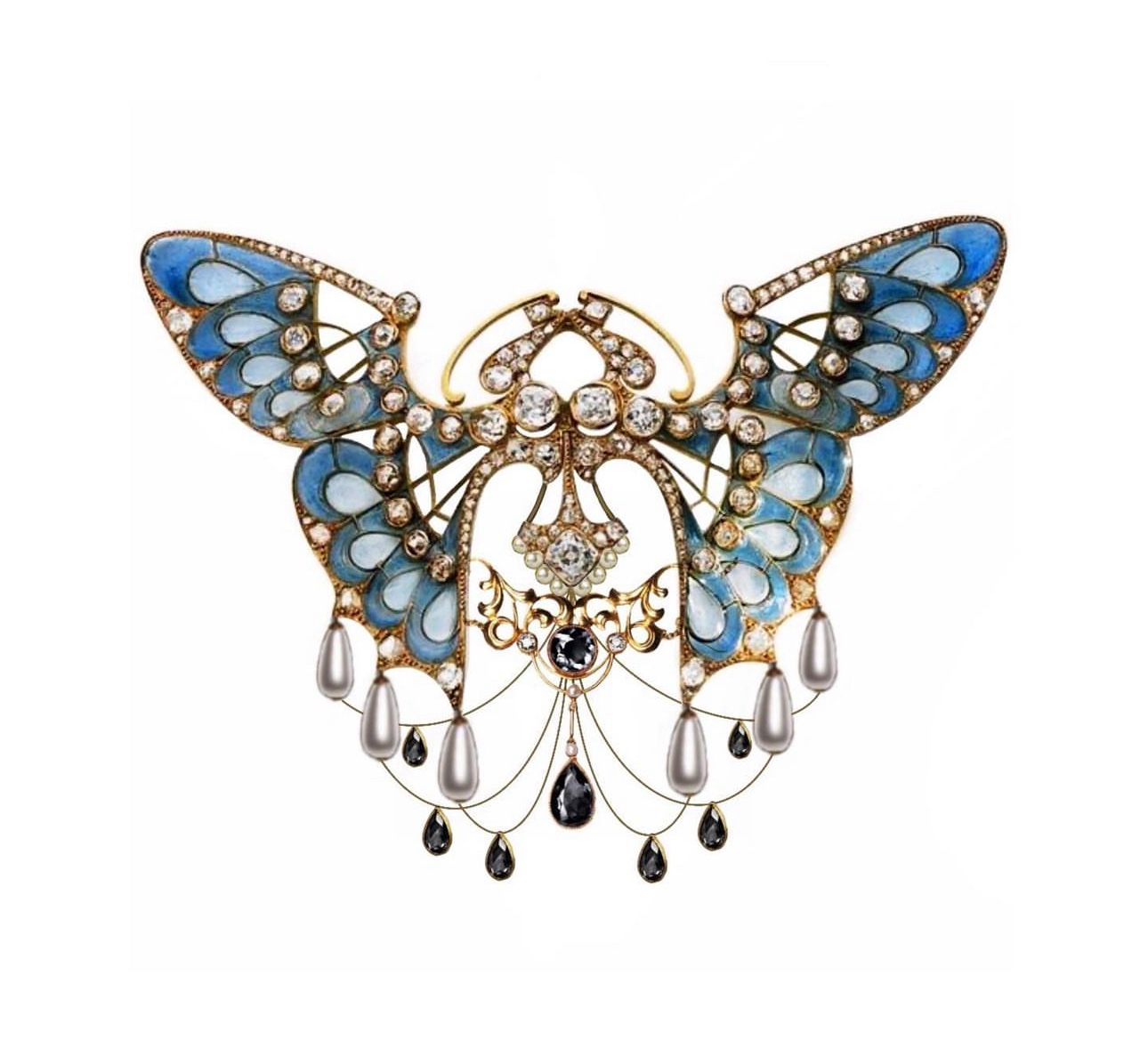 创意中古蝴蝶胸针纹身贴 水晶流苏tattoo