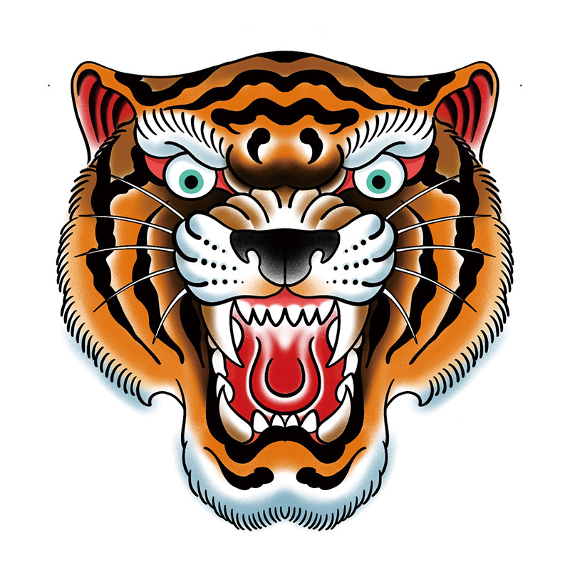 zingtattoo纹身贴纸 old school虎头欧美ins风网红男女防水持久