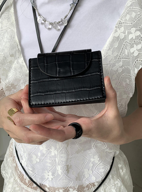 Lonslan BAG 2024韩系简约鳄鱼纹多层卡包高质感零钱包女